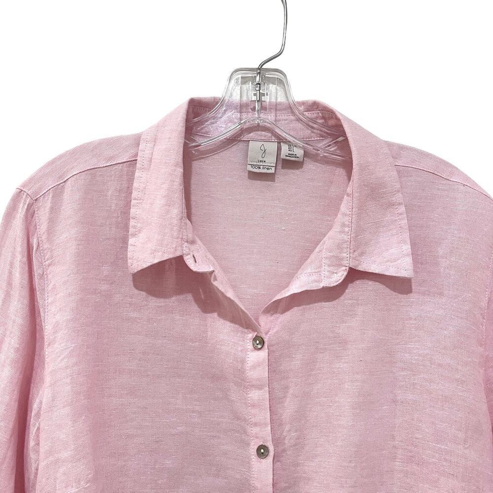 Joie Shirt Womens Large Pink 100% Linen Button Front Long Sleeve Top Lightweight - Picture 4 of 7